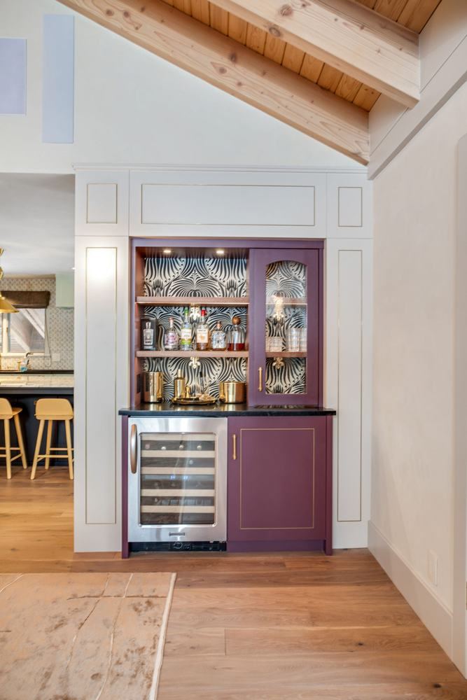 Bar cabinet in plum with wine fridge